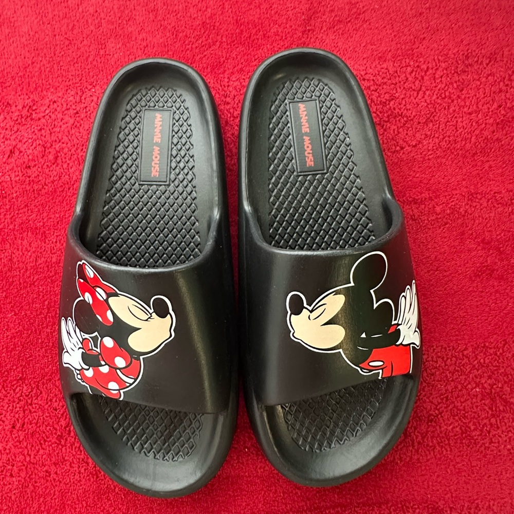 Disney Black Flats with Mickey and Minnie Design